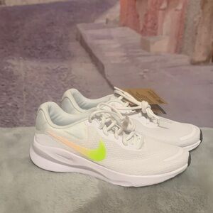 Nike Women's White and Neon Yellow Sneakers
